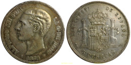 1367 ESPAÑA 1878 ALFONSO XII - 1878 *78 - EM M 5 PESETAS - Colecciones