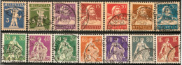 Schweiz Suisse 1932/34 ALLE HELVETIA TELL+FILS  Zu 111z/184z Mi 105z/208z Yv 123a/207a Geriffelt-grillé ⊙ (Zu CHF 238.00 - Used Stamps