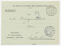 Dienst Deventer - Almelo 1912 - Commandant XIe Landweerdistrict - Unclassified