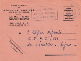 1958 BUSTA CON ANNULLO MECCANICO  A.S.A.C. AUVERGNE CIRCUITO UTO DI MONTAGNA - Automobile