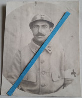 1915 Infirmier Brancardier Service Santé Casque Arian Capote Poiret Insignes Brassards Ww1 Poilu 14 18 Photo - War, Military