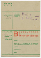 Dienst PTT Joure 1930 - Bestelkaart Naamlijst Telefoondienst - Unclassified