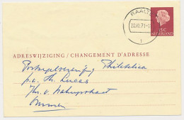 Verhuiskaart G. 36 Raalte - Ommen 1971  - Postal Stationery