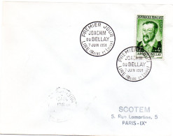 ECRIVAIN / JOACHIM Du BELLAY = 45 LIRE 1958 = CACHET PREMIER JOUR N° 1166 Sur ENVELOPPE ENTIERE - Schriftsteller