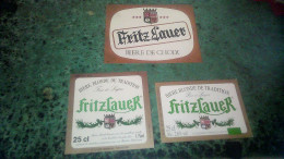 Strasbourg Anciennes Etiquettes De Bière Lot De 3 Différentes FritzLauer Brasserie BK - Cerveza