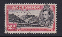 Ascension: 1938/53   KGVI    SG41c    2d   Black & Scarlet  [Perf: 14]  Used - Ascensión