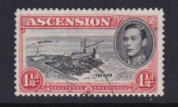 Ascension: 1938/53   KGVI    SG40b    1½d   Black & Vermilion  [Perf: 13]  Used - Ascensión