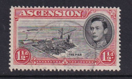 Ascension: 1938/53   KGVI    SG40    1½d   Black & Vermilion  [Perf: 13½]  Used - Ascension
