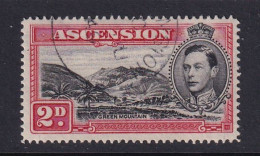 Ascension: 1938/53   KGVI    SG41c    2d   Black & Scarlet  [Perf: 14]  Used - Ascension (Ile De L')