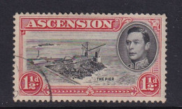 Ascension: 1938/53   KGVI    SG40    1½d   Black & Vermilion  [Perf: 13½]  Used - Ascensione