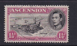 Ascension: 1938/53   KGVI    SG40d    1½d   Black & Rose-carmine  [Perf: 14]  Used - Ascensión