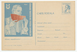 Postal Stationery Rumania 1962 Panflute - Muziek