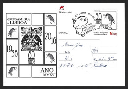 Crow. Entire Postcard 80th Years Of Group Of Friends Of City Of Lisbon. Crow From S. Vicente Caravel. Almada Negreiros - Andere & Zonder Classificatie