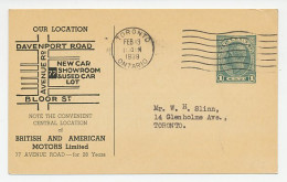 Postal Stationery Canada 1939 Invitation - British And American Motors - Auto's