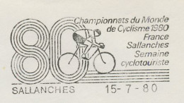 Cover / Postmark France 1980 World Cycling Championships Sallanches 1980 - Other & Unclassified