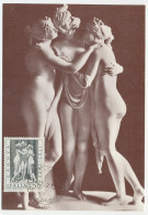 Maximum Card Italy 1973 The Three Graces - Antonio Canova - Mitología