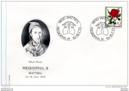 190 - 15 - Enveloppe Avec Oblit Spéciale De Wattwil "Regiophil IX" 1973 - Marcophilie