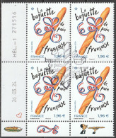 2024 - Y/T 5xxx - OBL 1er JOUR - "LA BAGUETTE DE PAIN FRANÇAISE" - COIN DATE BLOC 4 ISSU FEUILLET - Used Stamps