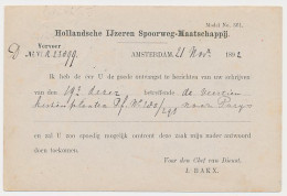 Spoorwegbriefkaart G. HYSM23 D - Amsterdam - Haarlem 1892 - Entiers Postaux