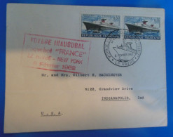 LETTRE DE FRANCE   -  VOYAGE INAUGURAL DU PAQUEBOT  "  FRANCE  "  3 FEVRIER 1962 - Cartas & Documentos
