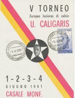 Card / Postmark Italy 1961 European Junior Football Tournament - Other & Unclassified