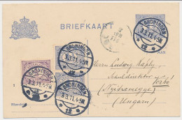Briefkaart G. 78 I / Bijfrankering Groningen - Hongarije 1911 - Ganzsachen