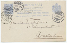 Briefkaart G. 37 A.krt. Berlijn Duitsland - Amsterdam 1898 - Ganzsachen