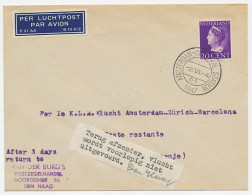VH A 272 Amsterdam - Barcelona 1947 - Terug Afzender  - Ohne Zuordnung