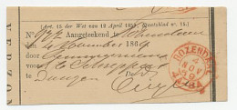 Rozendaal 1869 - Ontvangbewijs Aangetekende Zending - Non Classés