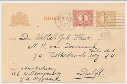 Briefkaart G. 88 A II/ Bijfrankering Amsterdam - Delft 1919 - Postal Stationery