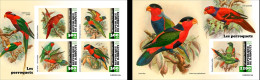 Djibouti 2023, Animals, Parrots, 4val In BF +BF IMPERFORATED - Papagayos