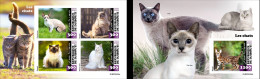 Djibouti 2023, Animals, Cats, 4val In BF +BF IMPERFORATED - Chats Domestiques