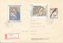 Czech Republic Registered Cover Sent To Denmark 18-12-1994 Topic Stamps BIRD And Paintings - Covers & Documents