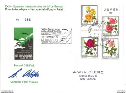 113 - 70 - Enveloppe "XXIIes Epreuves Internat Ski Le Brassus 1973 - Postmark Collection