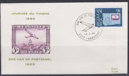 Belgique FDC 1980 1970 Journée Du Timbre Timbre Sur Timbre Avion Aarschot - 1971-1980