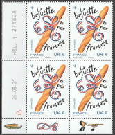 2024 - Y/T 5xxx - "LA BAGUETTE DE PAIN FRANÇAISE" - COIN DATE BLOC 4 ISSU FEUILLET - NEUF ** MNH - Unused Stamps