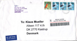 Hong Kong Registered Cover Sent Air Mail To Denmark 2-11-2007 With A Lot Of Stamps On Front And Backside Of The Cover - Storia Postale