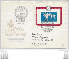 23-71 -  Enveloppe Avec Bloc Lunaba Et Oblit Spéciale Luzern 1951 - Marcofilia