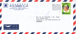 Taiwan Air Mail Cover Sent To Denmark 1983 ?? Single Franked - Luchtpost