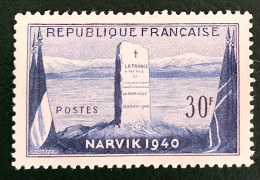 1952 FRANCE N 922 - NARVIK 1940 - NEUF* - Ungebraucht