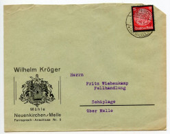 Germany 1935 Cover; Neuenkirchen (Kr. Melle) - Wilhelm Kröger To Schiplage; 12pf. Hindenburg Mourning Stamp - Briefe U. Dokumente