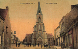 CPA Semblançay-Place De L'église-RARE-Carte Façon Toile   L2925 - Semblançay