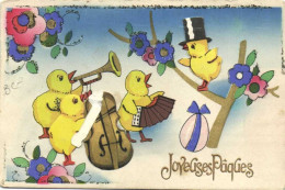 Carte à Système Joyeuses Paques Poussins Humanisés Musiciens    RV - Pâques