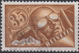 1923 Flugpost Schweiz ⵙ Zum:CH F6, Mi:CH 181x,Yt:CH.PA 6, Pilot In Flugzeug Mit Violettem Stempel 1924 - Usati