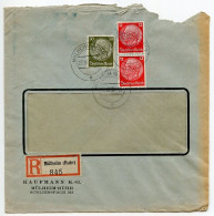 Germany 1938 Registered Cover; Mülheim (Ruhr) - Kaufmann K.-G.; 12pf.(pair) & 30pf. Hindenburg Stamps - Covers & Documents