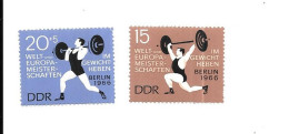 DF76 - TIMBRES POSTE DDR - CHAMPIONNAT DU MONDE ET D'EUROPE D' HALTEROPHILIE - BERLIN 1966 - Gewichtheben