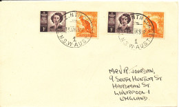 Australia Cover Sent To England T.P.O. 2 North Coast N.S.W. Aust 13-1-1953 - Cartas & Documentos