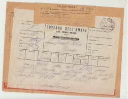 TELEGRAMMA GONDAR -POSTA AEREA DEL 1937 - GOVERNO DELL'AMARA 175 COMP. RADIO MARCONIGRAMMA WW2 - Storia Postale (Posta Aerea)