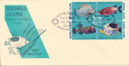Marshall Islands FDC 15-7-1985 Complete Set Of 4 FISH With Cachet - Marshallinseln