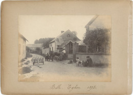 60-BELLE EGLISE  - 2 PHOTOS(17x12) -1895- TIRAGE ALBUMINÉ-COLLÉES RECTO VERSO SUR CARTON FERRAGE D'UN CHEVAL -FEMMES... - Autres & Non Classés